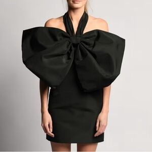 H&M Black Large Bow Mini Dress